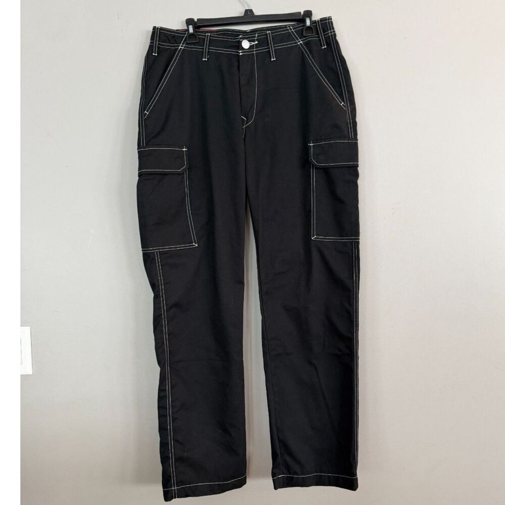 True Religion Cargo Pants Jet Black Contrast Stitch Men's Size 32 NWT
